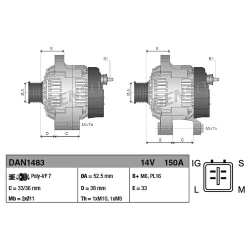 Alternátor DENSO DAN1483