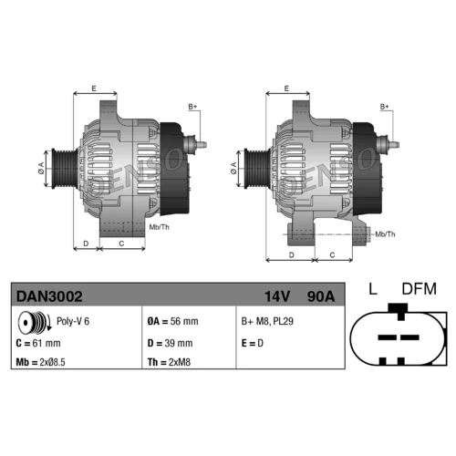 Alternátor DENSO DAN3002 - obr. 3