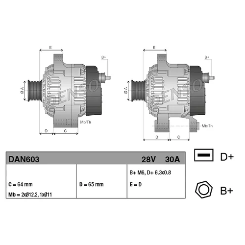 Alternátor DENSO DAN603