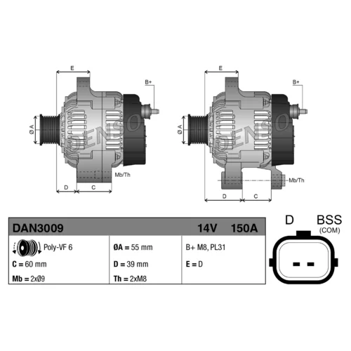 Alternátor DENSO DAN3009 - obr. 3