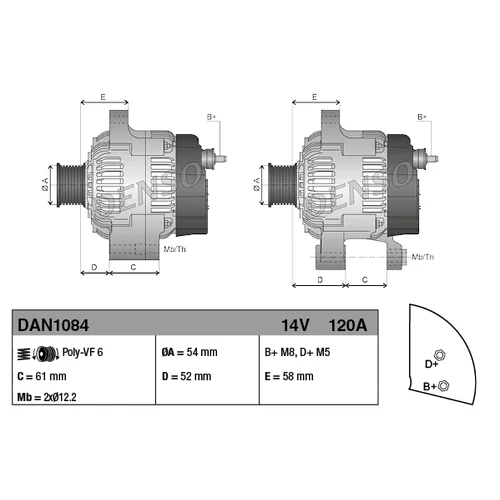 Alternátor DENSO DAN1084 - obr. 3