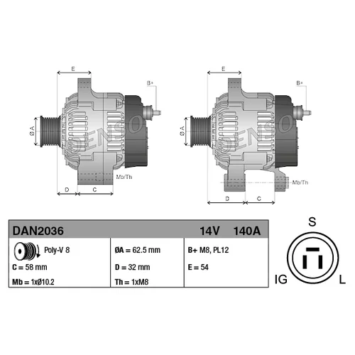 Alternátor DENSO DAN2036 - obr. 3