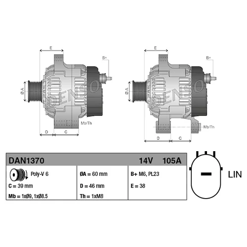 Alternátor DENSO DAN1370 - obr. 3