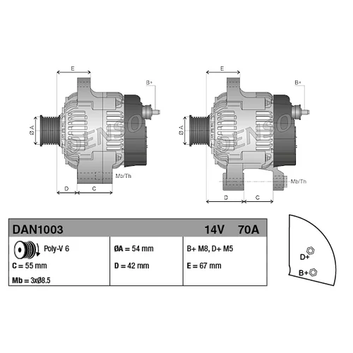 Alternátor DENSO DAN1003 - obr. 3