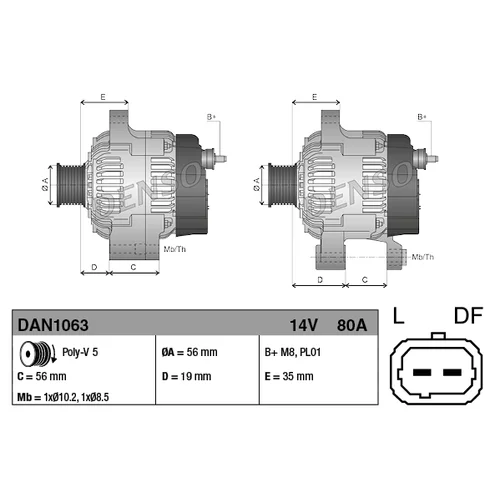 Alternátor DENSO DAN1063 - obr. 3