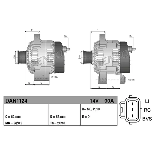 Alternátor DENSO DAN1124 - obr. 3