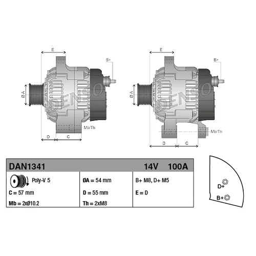 Alternátor DENSO DAN1341 - obr. 3