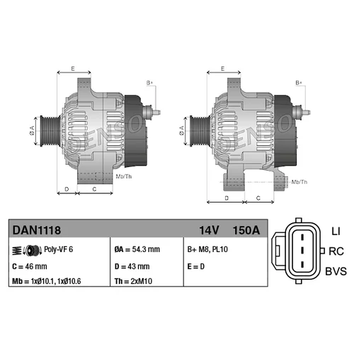 Alternátor DENSO DAN1118 - obr. 3