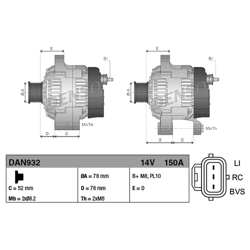 Alternátor DENSO DAN932 - obr. 3