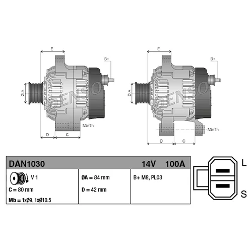 Alternátor DENSO DAN1030 - obr. 3