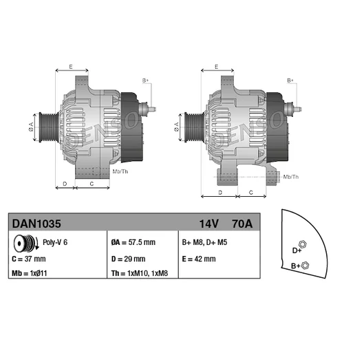 Alternátor DENSO DAN1035 - obr. 3