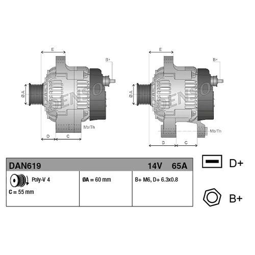 Alternátor DENSO DAN619