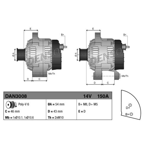 Alternátor DENSO DAN3008 - obr. 3