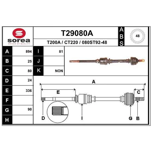 Hnací hriadeľ EAI T29080A