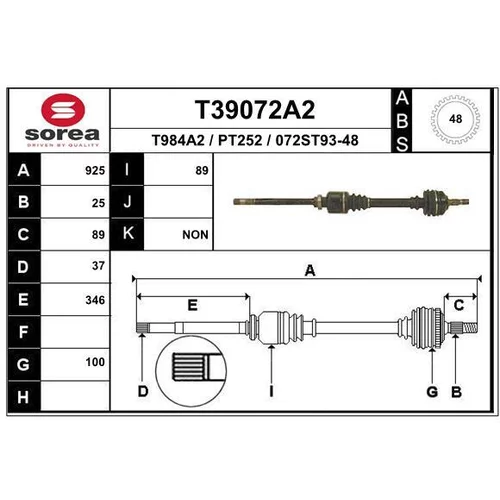 Hnací hriadeľ EAI T39072A2