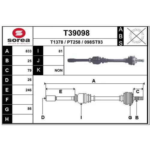 Hnací hriadeľ EAI T39098