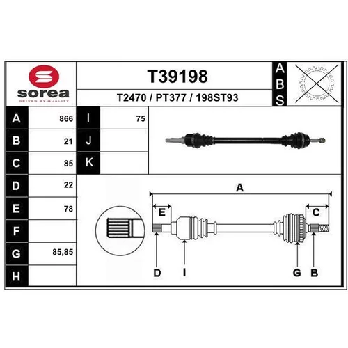 Hnací hriadeľ EAI T39198