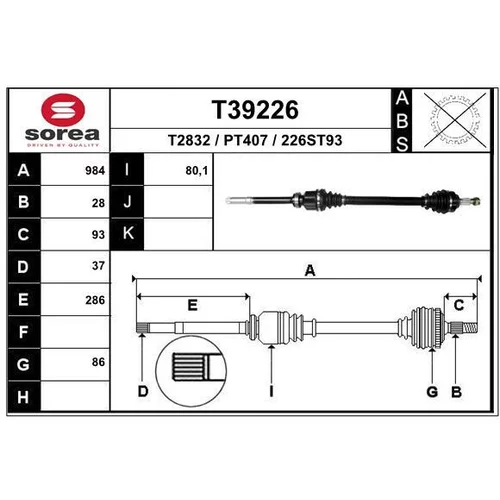 Hnací hriadeľ EAI T39226