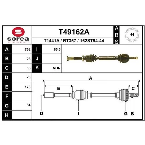 Hnací hriadeľ EAI T49162A