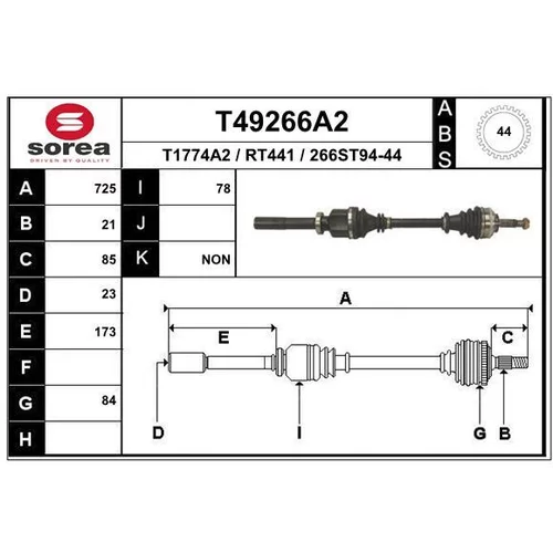 Hnací hriadeľ EAI T49266A2