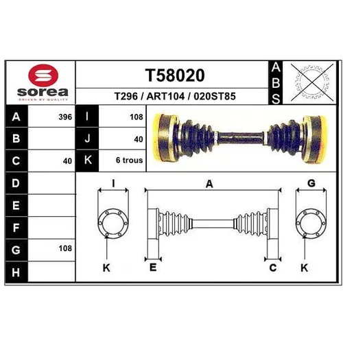 Hnací hriadeľ EAI T58020