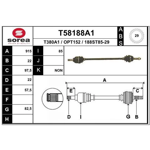 Hnací hriadeľ EAI T58188A1