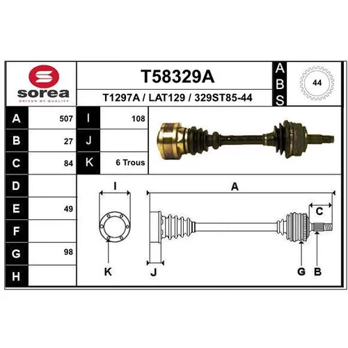 Hnací hriadeľ EAI T58329A