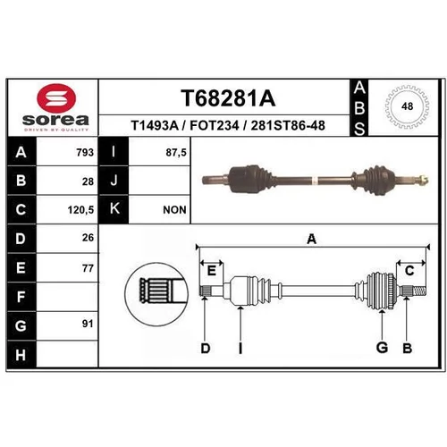 Hnací hriadeľ EAI T68281A