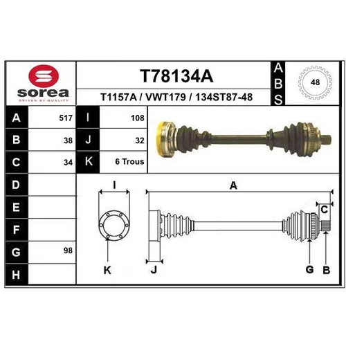 Hnací hriadeľ EAI T78134A