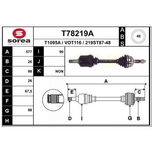 Hnací hriadeľ EAI T78219A