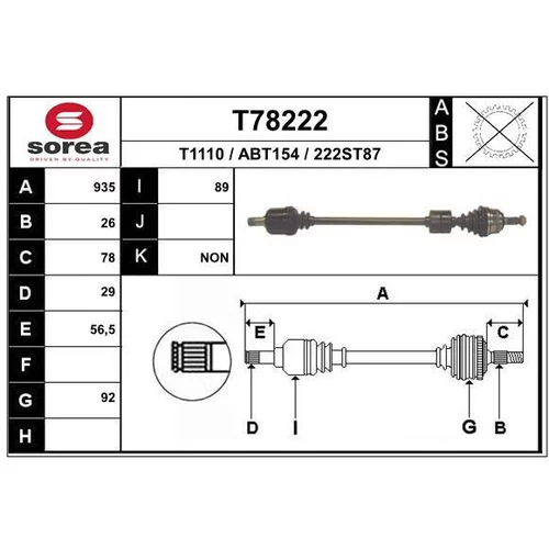 Hnací hriadeľ EAI T78222