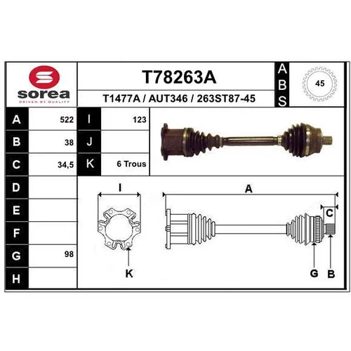 Hnací hriadeľ EAI T78263A