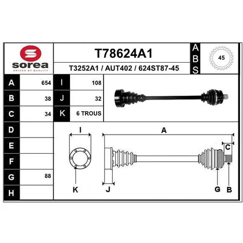 Hnací hriadeľ EAI T78624A1