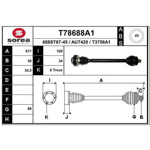 Hnací hriadeľ EAI T78688A1