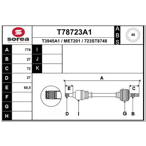 Hnací hriadeľ EAI T78723A1