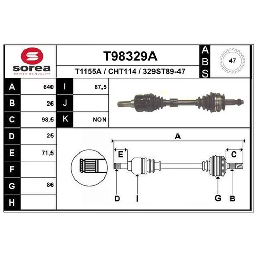 Hnací hriadeľ EAI T98329A