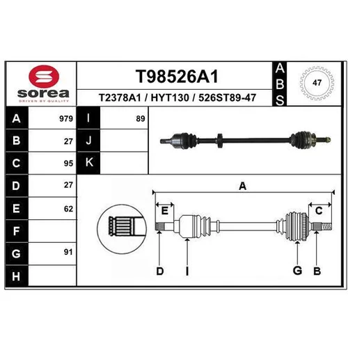 Hnací hriadeľ EAI T98526A1