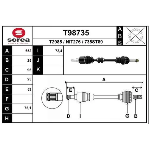 Hnací hriadeľ EAI T98735