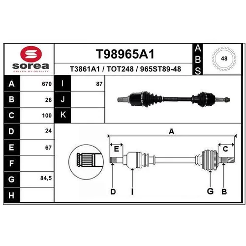 Hnací hriadeľ EAI T98965A1