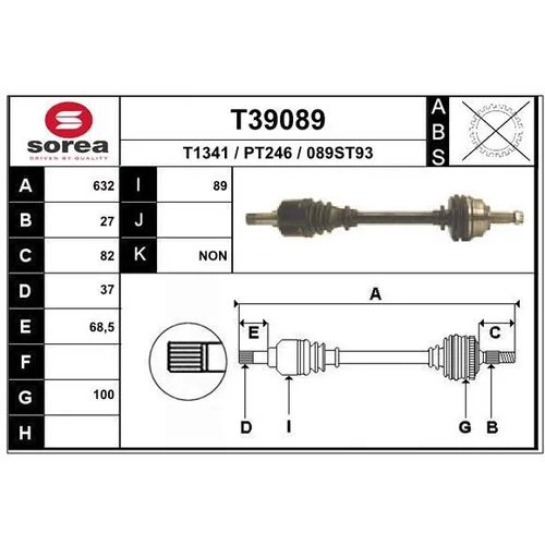 Hnací hriadeľ EAI T39089