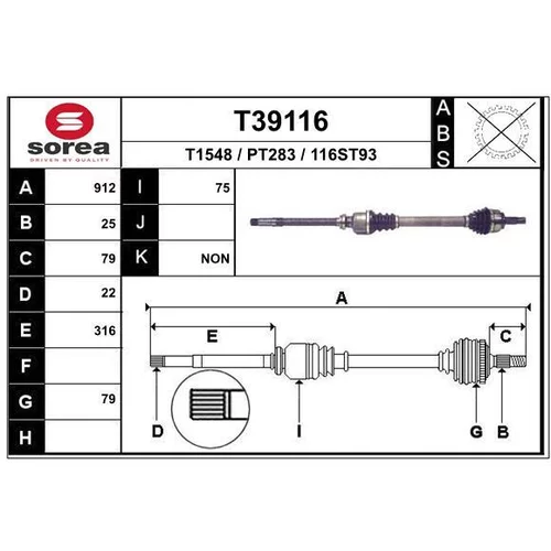 Hnací hriadeľ EAI T39116