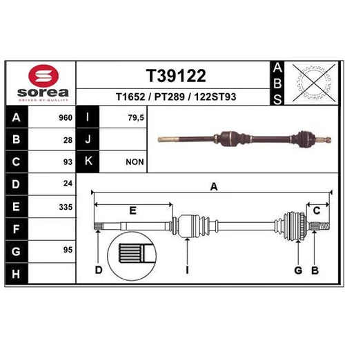 Hnací hriadeľ EAI T39122