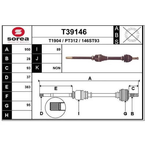 Hnací hriadeľ EAI T39146