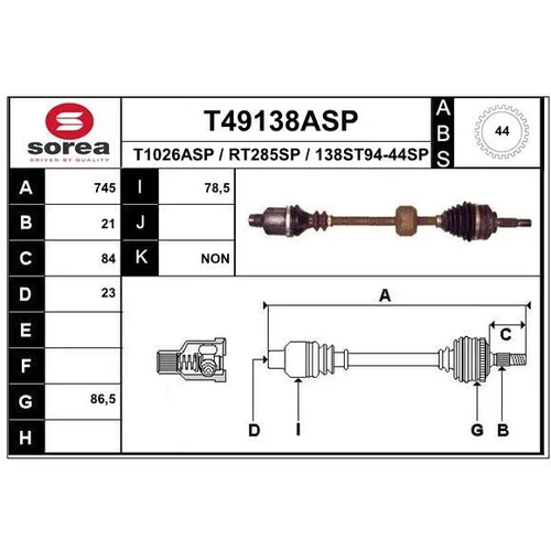 Hnací hriadeľ EAI T49138ASP