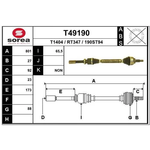 Hnací hriadeľ EAI T49190