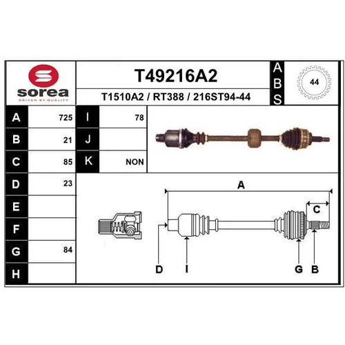 Hnací hriadeľ EAI T49216A2