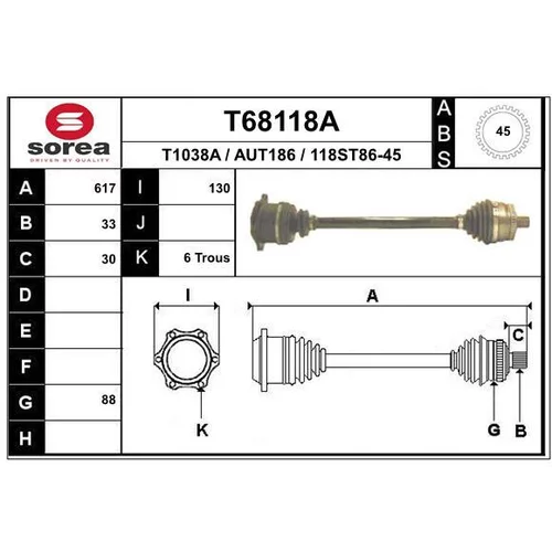 Hnací hriadeľ EAI T68118A