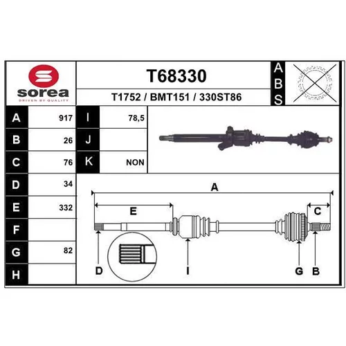 Hnací hriadeľ EAI T68330