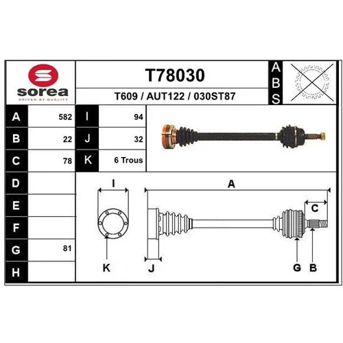 Hnací hriadeľ EAI T78030