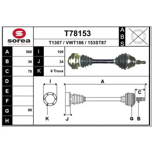 Hnací hriadeľ EAI T78153